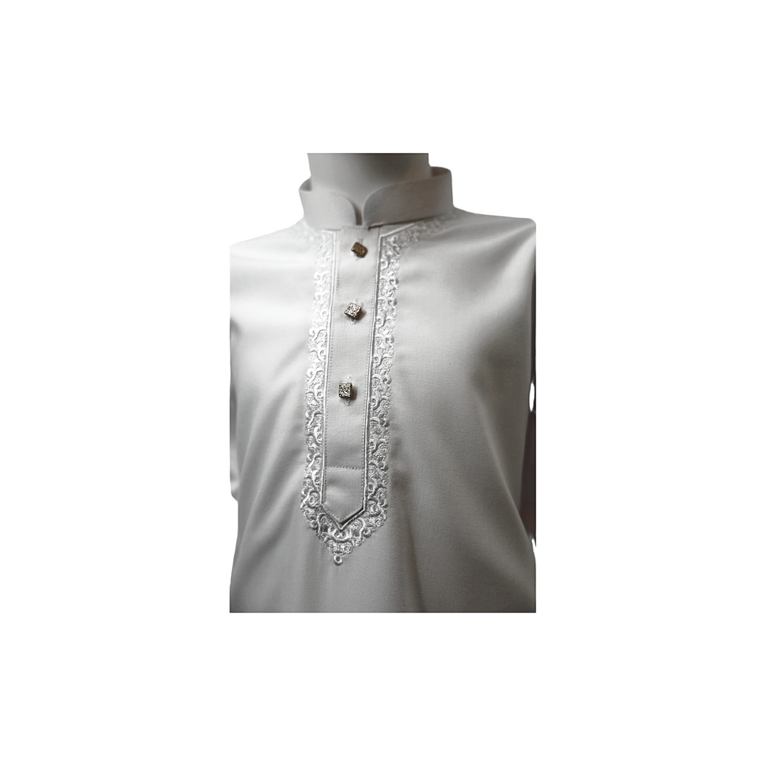 Embroidered White Kurta Kids