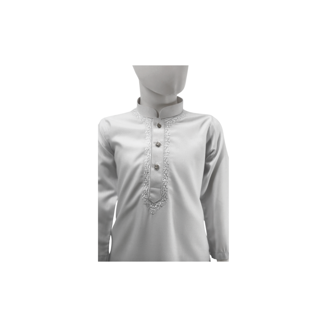 Embroidered White Kurta Kids