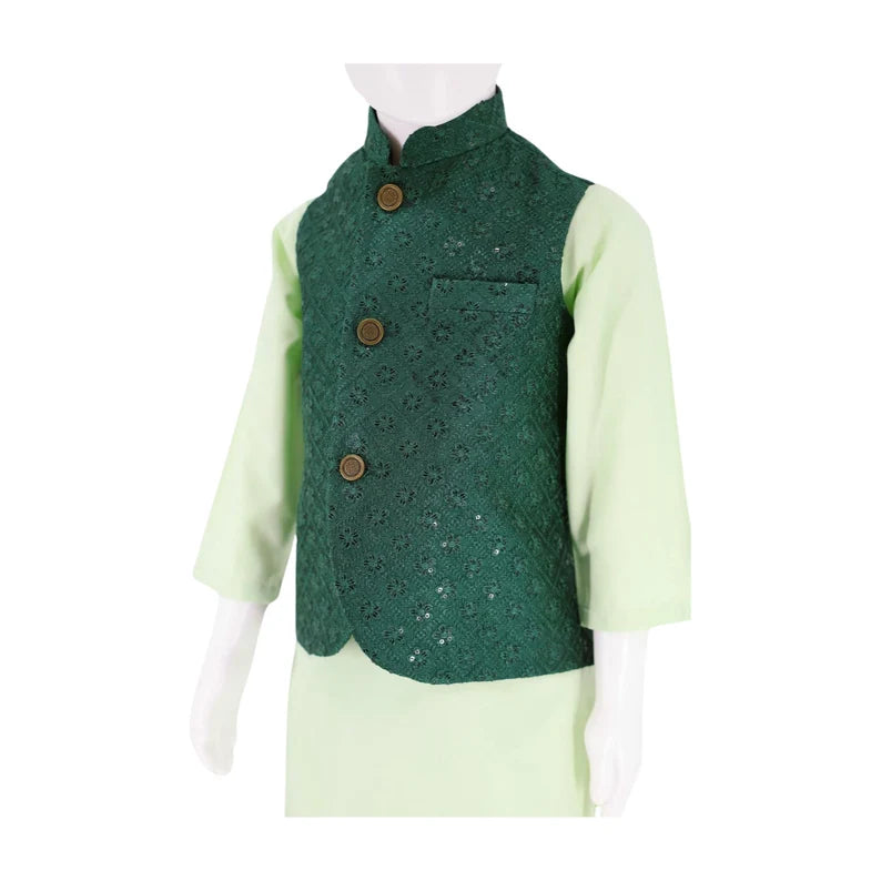 Emerald Green Silk Koti Waistcoat