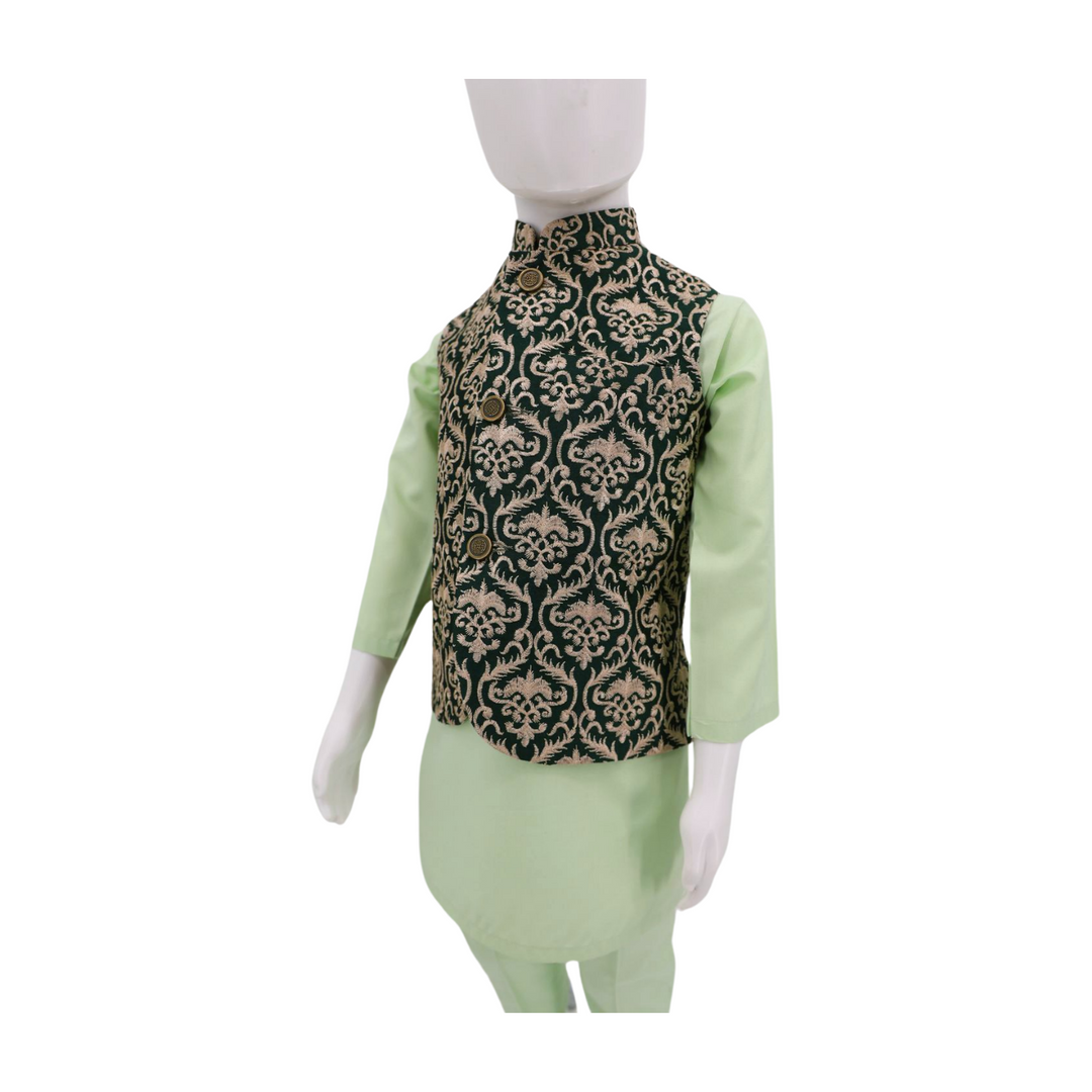 Joon Embroidery Green Koti Set Kids