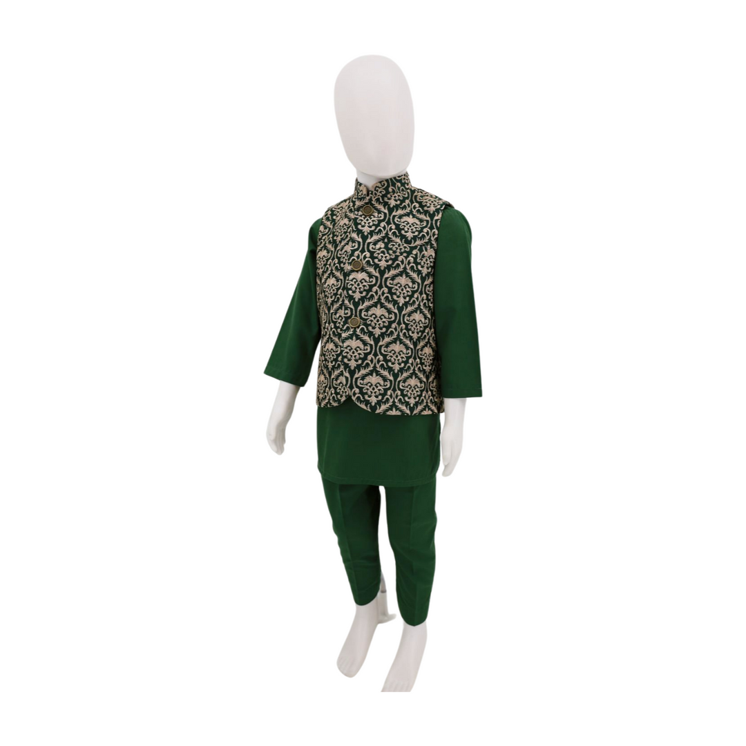 Joon Embroidery Green Koti Set Kids