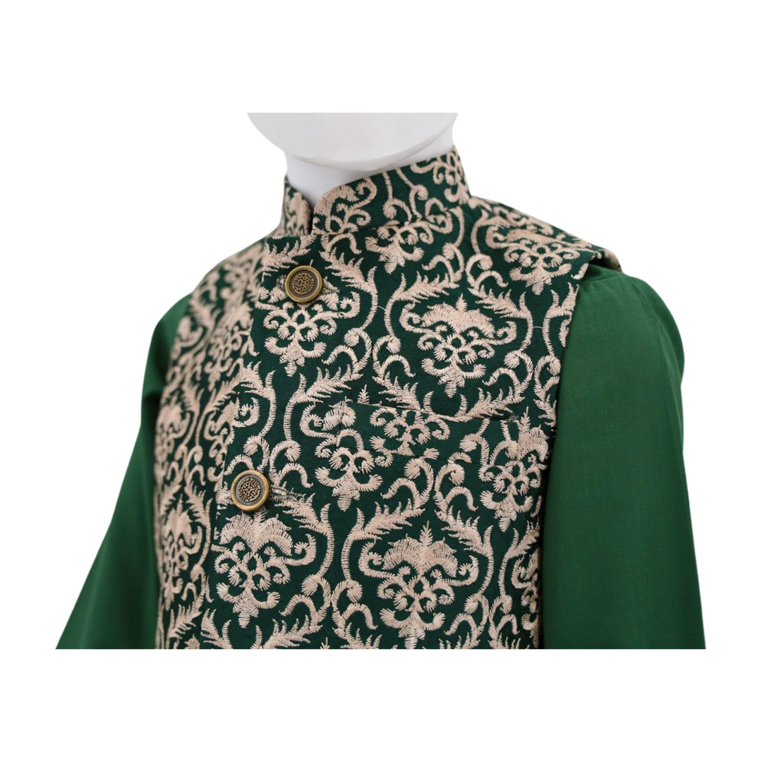 Joon Embroidery Green Koti Set Kids