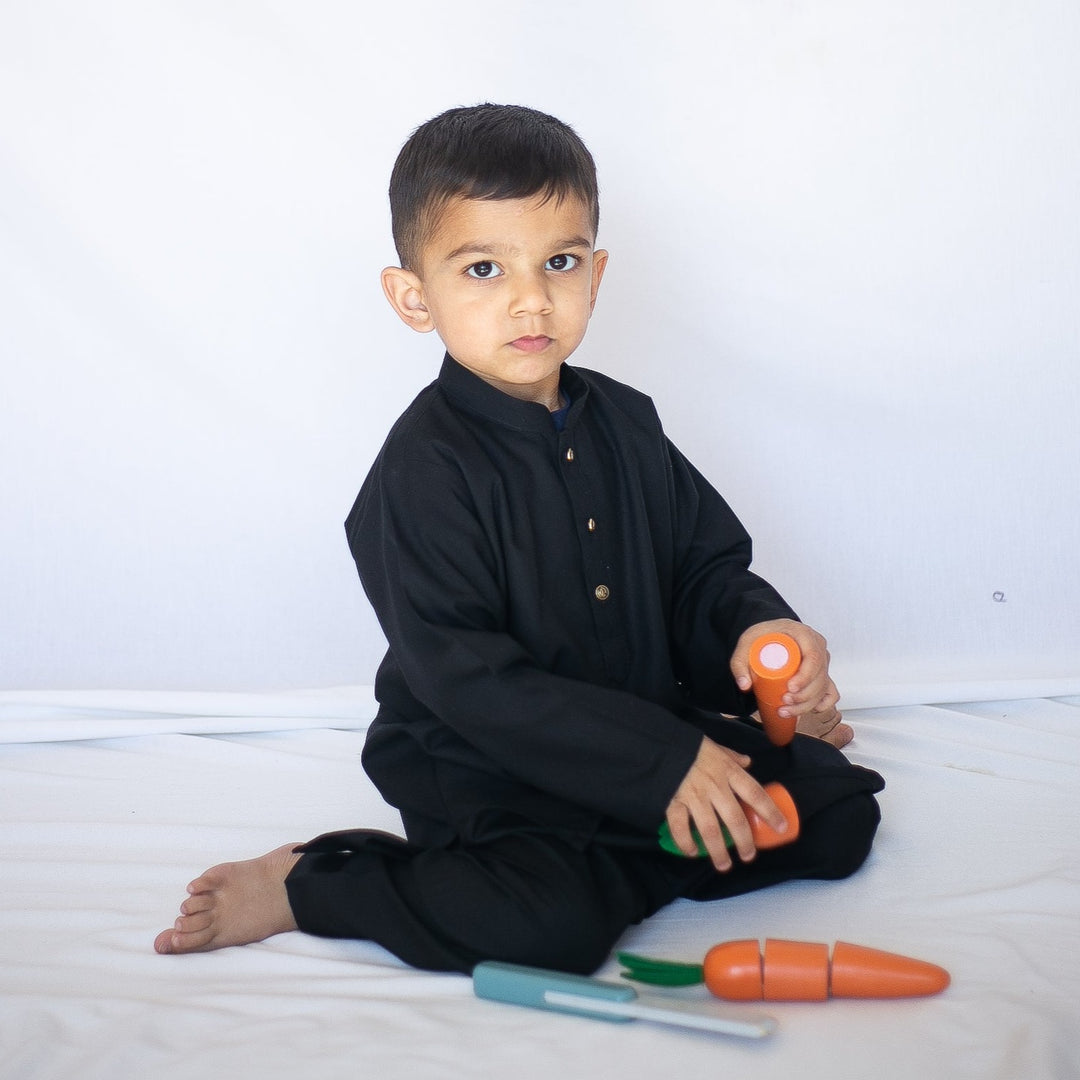 Classic Black Kurta Kids