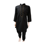 Load image into Gallery viewer, Embroidered Black and Gold Kurta Kids
