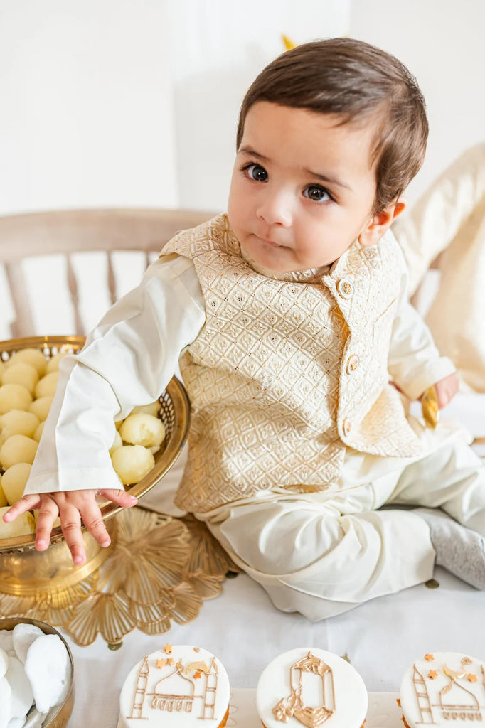 Ivory Embroidery Koti Waistcoat