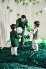 Load image into Gallery viewer, Joon Embroidery Green Koti Set Kids
