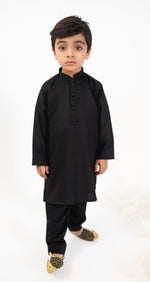 Load image into Gallery viewer, Black on Black Embroidery Kurta Kids
