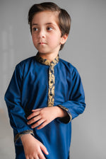 Load image into Gallery viewer, Zari Navy Kurta Kids
