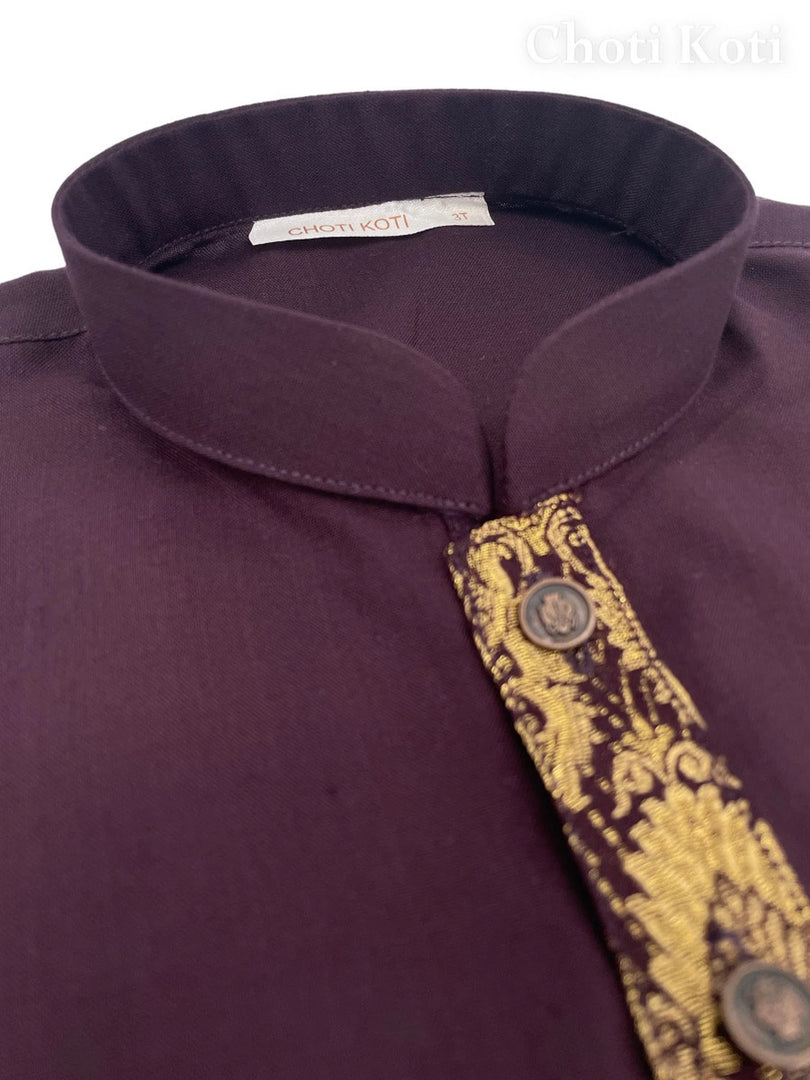 Zari Plum Kurta Kids