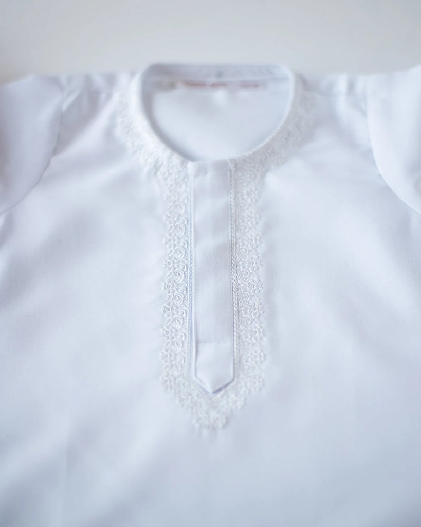 White Embroidered - Baby Boy Kurta