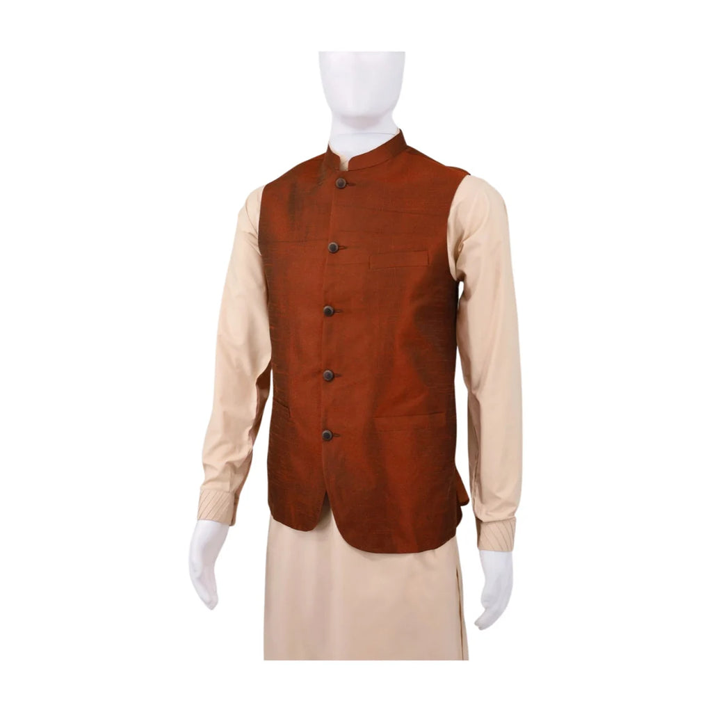 Rust Silk Koti Waistcoat