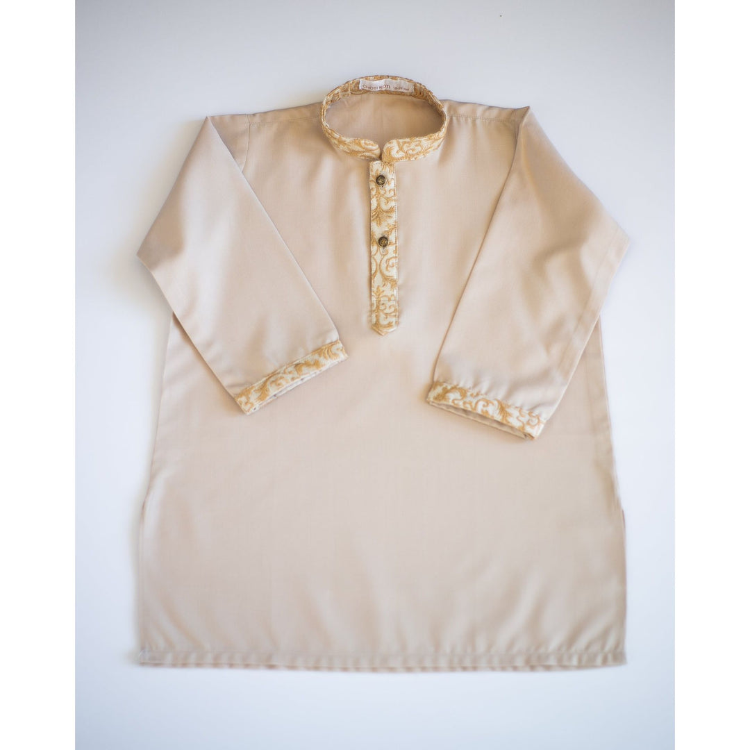 Embroidered Tan Kurta Kids