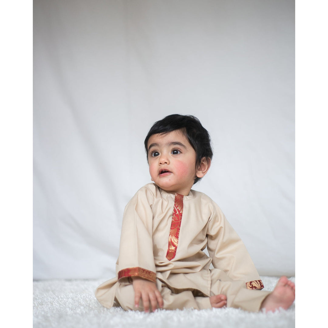 Zari Tan Kurta Kids