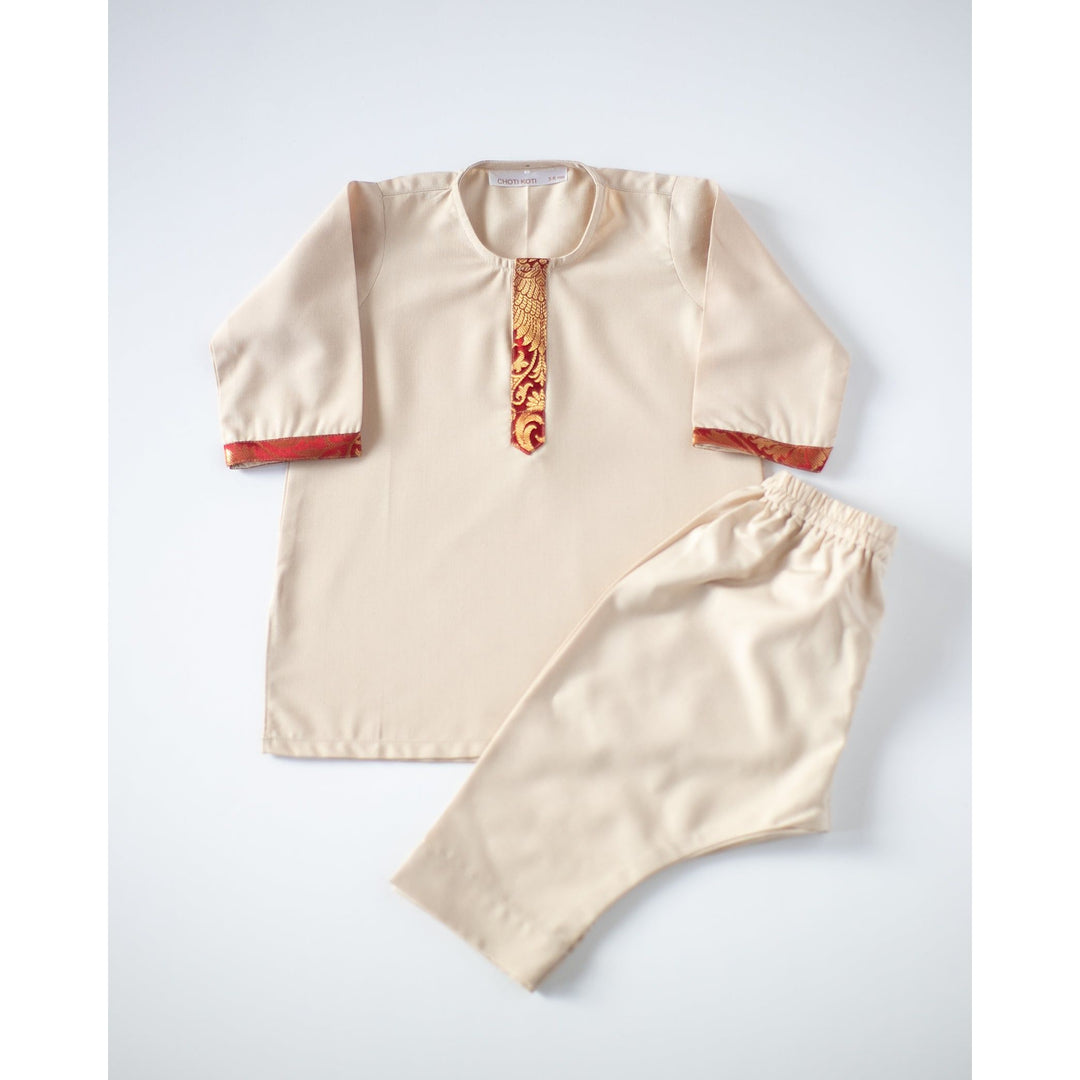 Zari Tan Kurta Kids