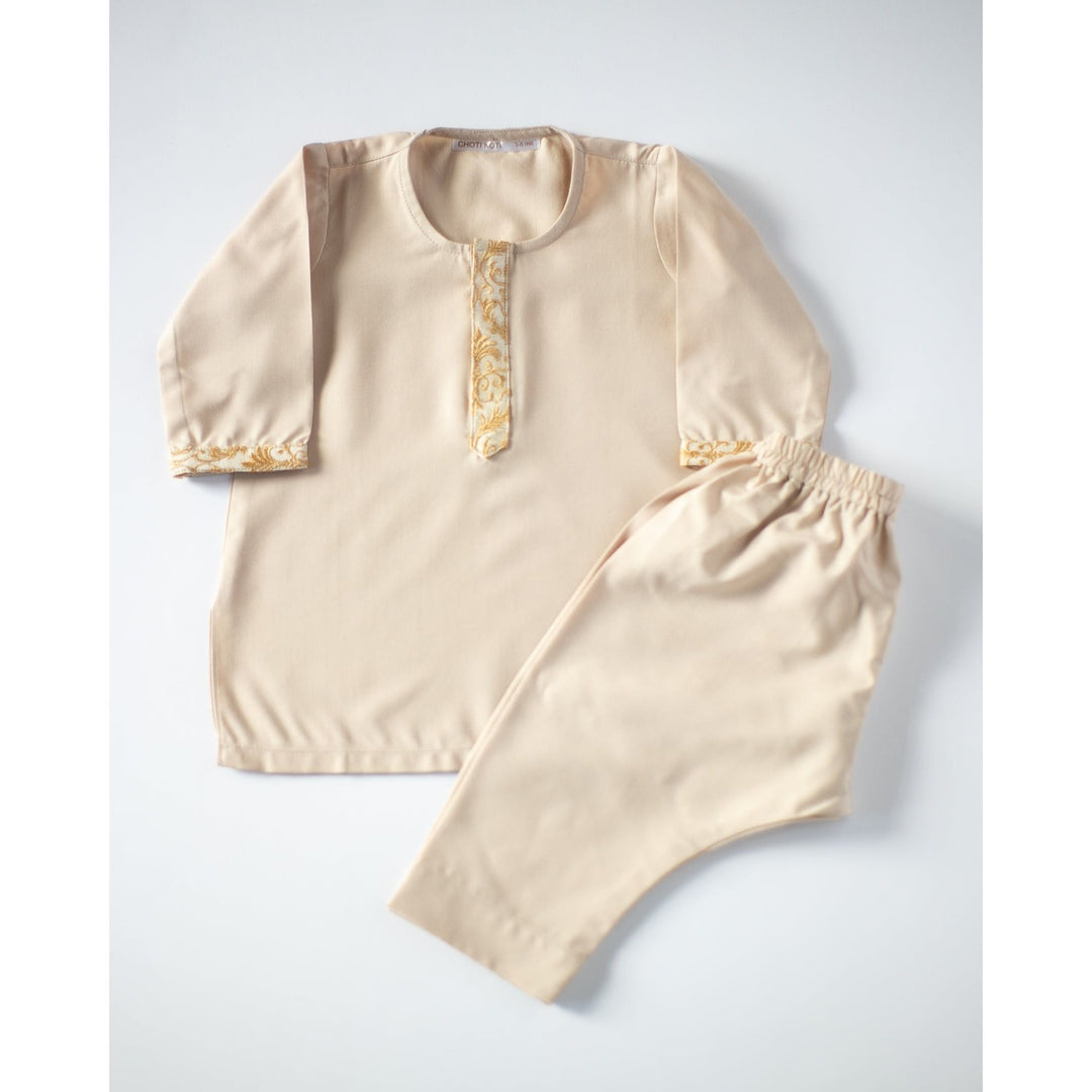 Embroidered Tan Kurta Kids