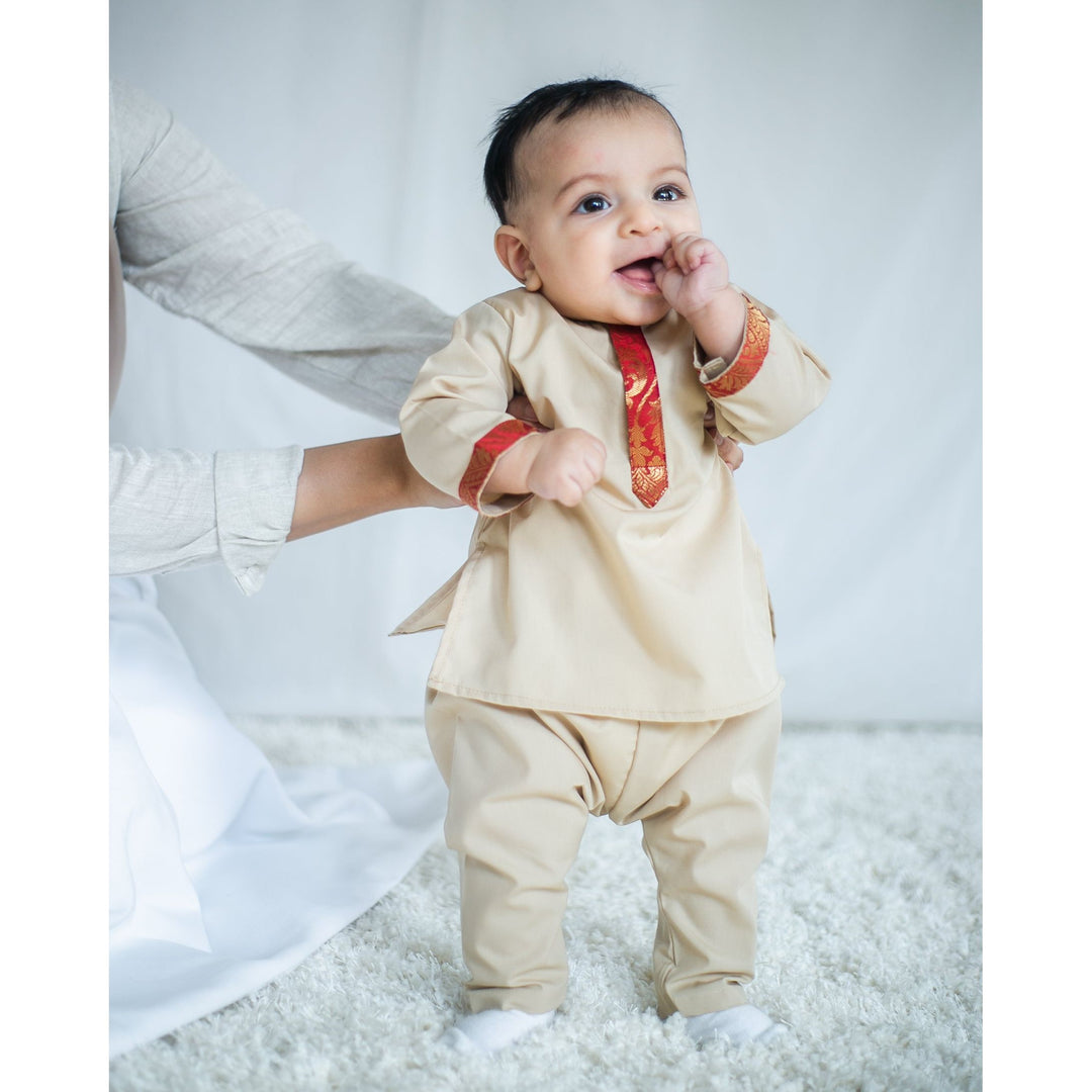 Zari Tan Kurta Kids