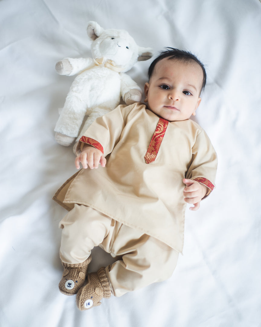 Zari Tan Kurta Kids